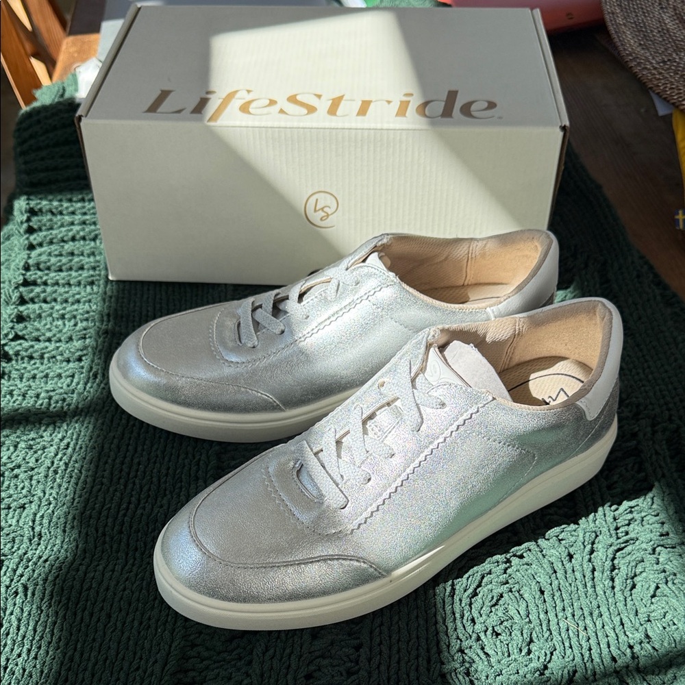 Life Stride Women's Metallic Silver Sneakers